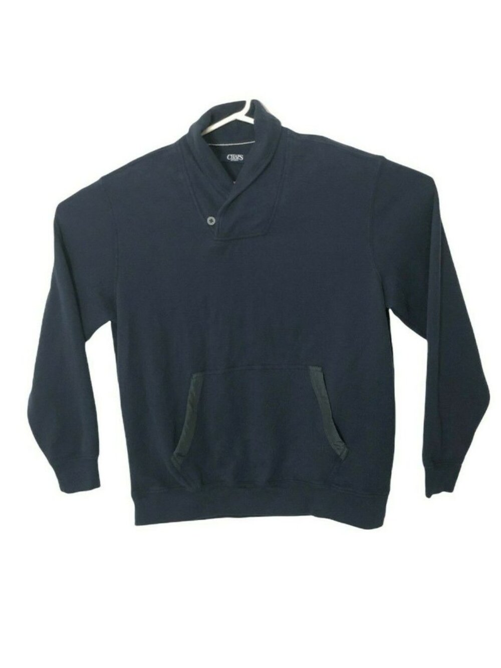 Chaps Sport Pullover Front Pocket Navy Blue Long Sleeve Mens XL TG EG Cotton